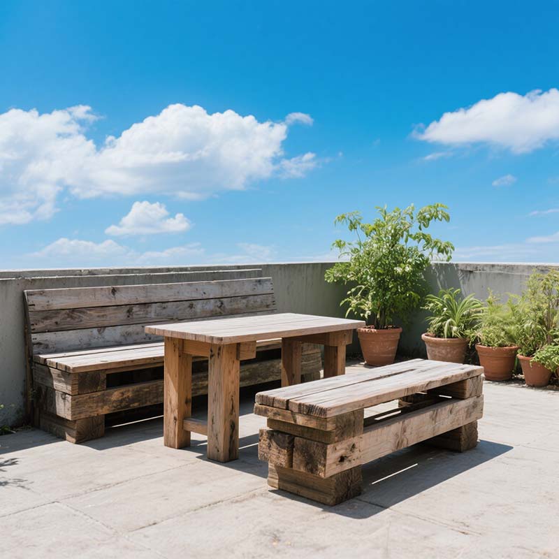 旧枕木打造的复古餐桌